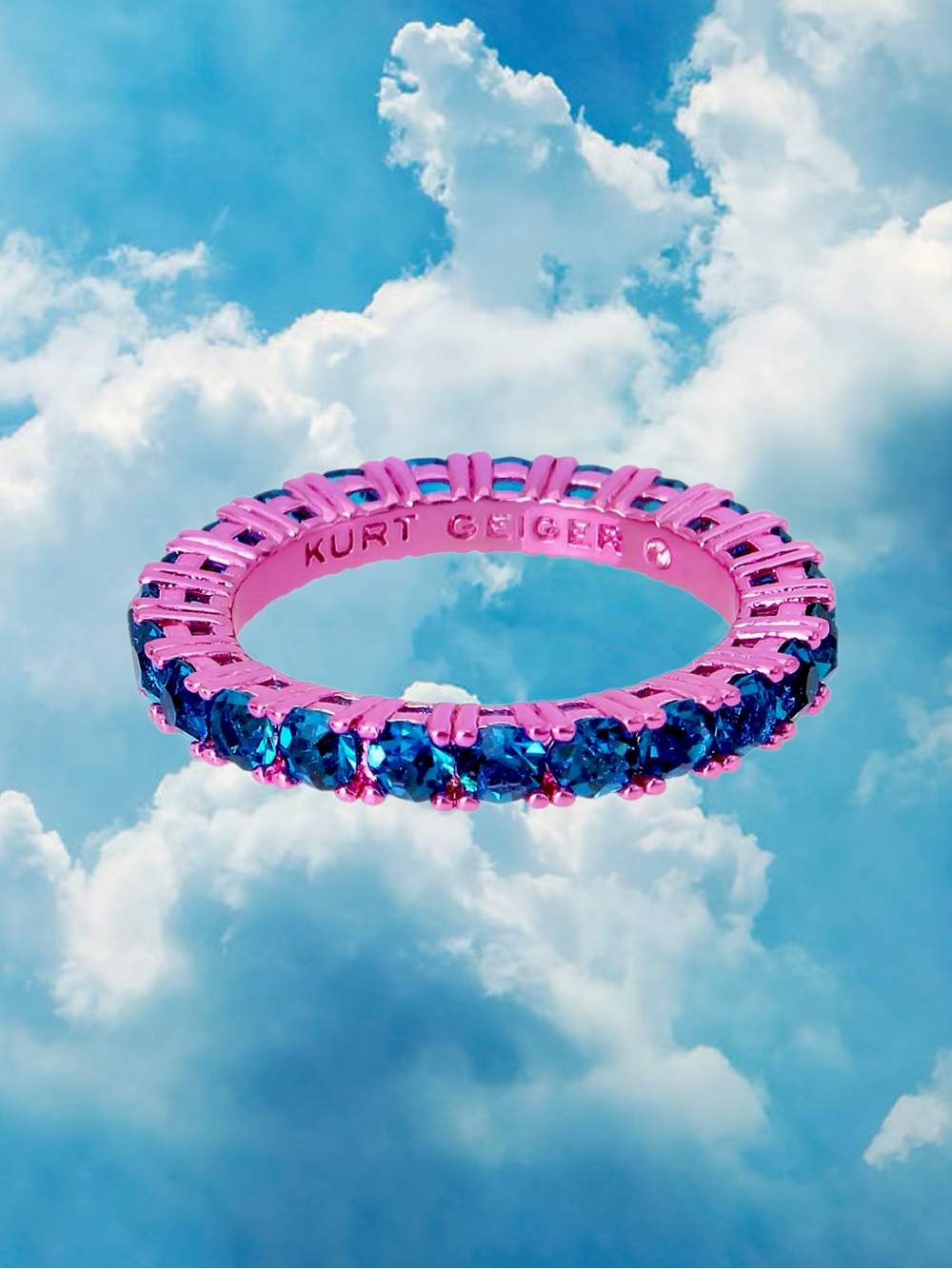 Kurt Geiger • Blue & Pink Crystal Band Infinity Ring